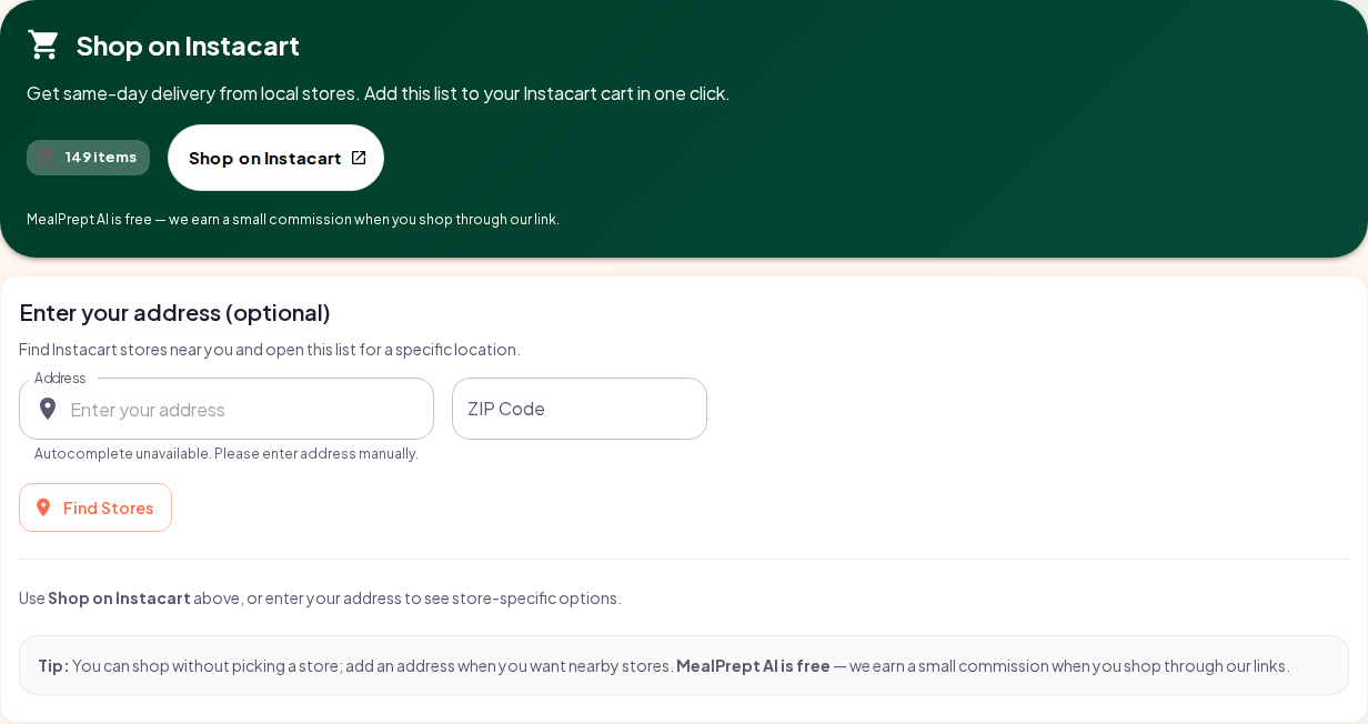 Shop on Instacart for halal family meal plan